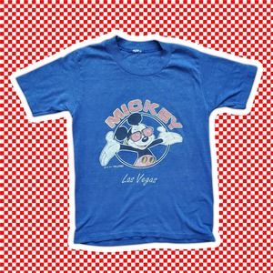 VTG 80s Mickey Mouse Las Vegas Souvenir Tshirt Youth Sz M Single Stitched